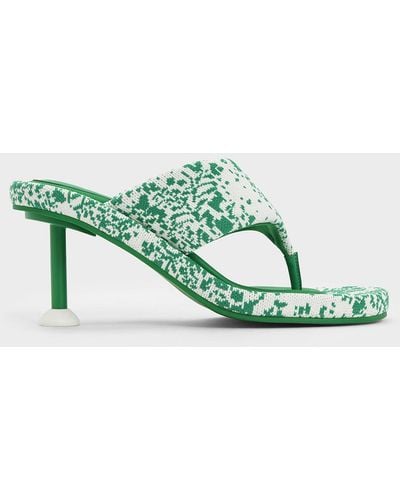 Charles & Keith Noemi Knitted Spool Heel Sandals - Green