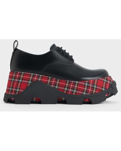 Charles & Keith Triana Chequered Chunky Oxfords - Multicolour
