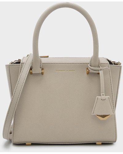 Charles & Keith Harper Structured Handbag - Natural