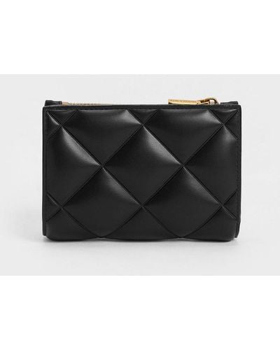 Charles & Keith Gemma Quilted Cardholder - Black
