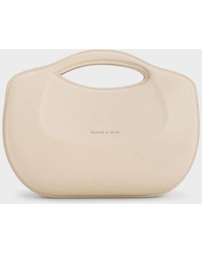 Charles & Keith Cocoon Curved Handle Bag - Natural