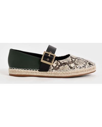 Charles & Keith Snake-print Buckled Espadrille Flats - Multicolor