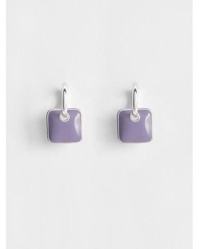 Charles & Keith Ellowyn Square Earrings - Purple
