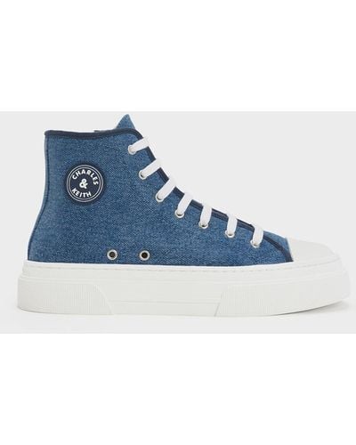Charles & Keith Kay Canvas High-top Trainers - Blue