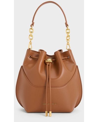 Charles & Keith Cassiopeia Bucket Bag - Brown