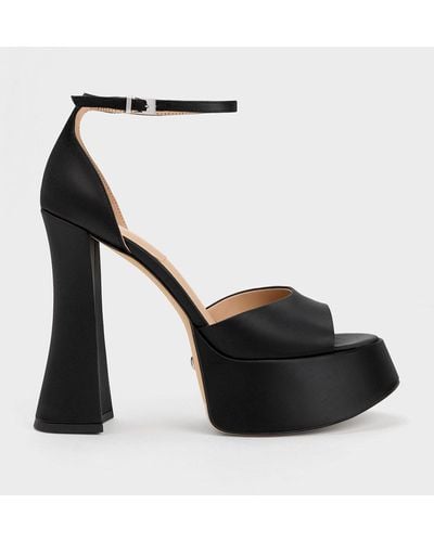 Charles & Keith Michelle Recycled Polyester Platform Sandals - Black