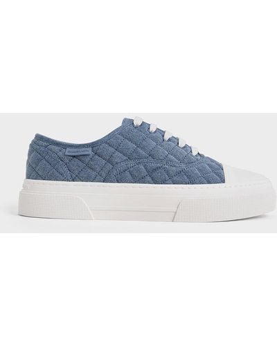 Charles & Keith Joshi Denim Quilted Sneakers - Blue