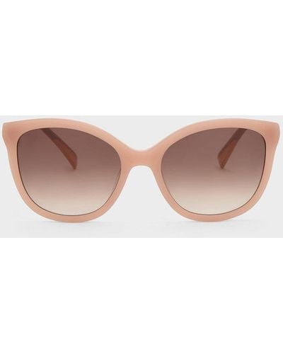 Charles & Keith Recycled Acetate Oval Sunglasses - Pink