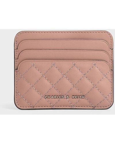 Charles & Keith Cleo Quilted Card Holder - Pink