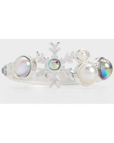 Charles & Keith Snowflakes-motif Pearl & Crystal Ring - White
