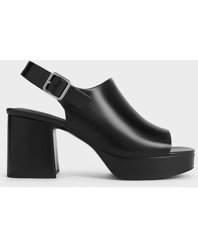 Charles & Keith Peep-toe Platform Sandals - Black