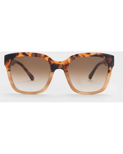 Charles & Keith Recycled Acetate Square Sunglasses - Natural