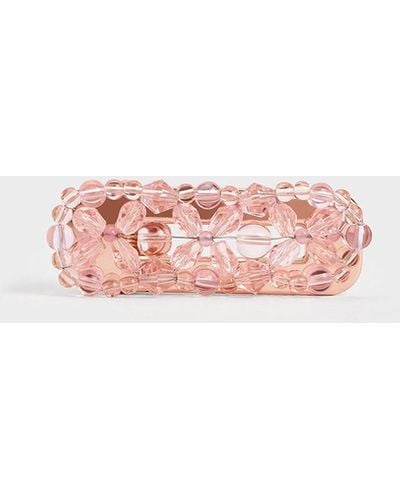 Charles & Keith Luxem Beaded Hair Clip - Pink