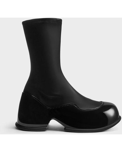 Charles & Keith Pixie Patent Calf Boots - Black