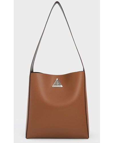 Charles & Keith Trice Metallic Accent Large Hobo Bag - White