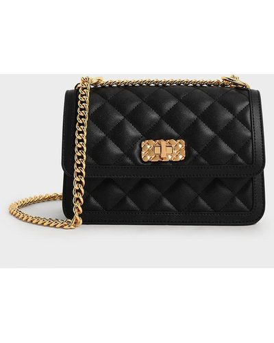 Charles & Keith Micaela Quilted Chain Bag in Red