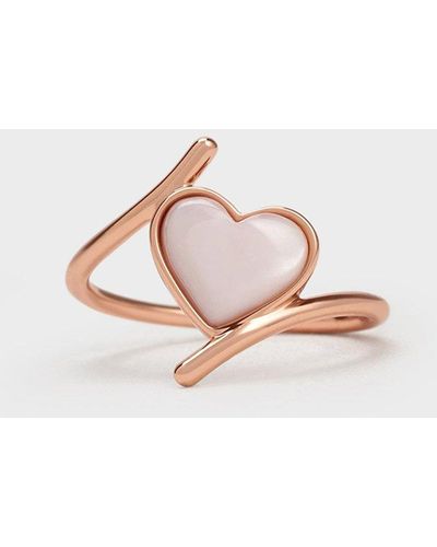Charles & Keith Annalise Heart Stone Ring - Pink