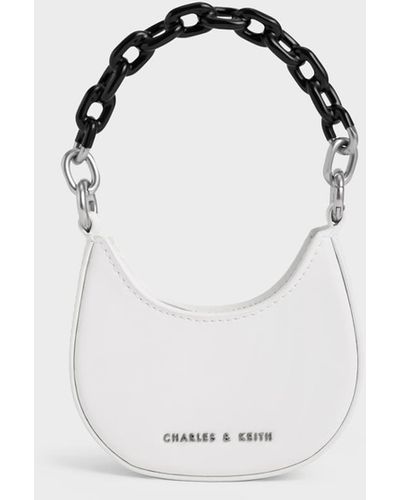 Noir Blanche Chevron Chain Handle Bag - CHARLES & KEITH US