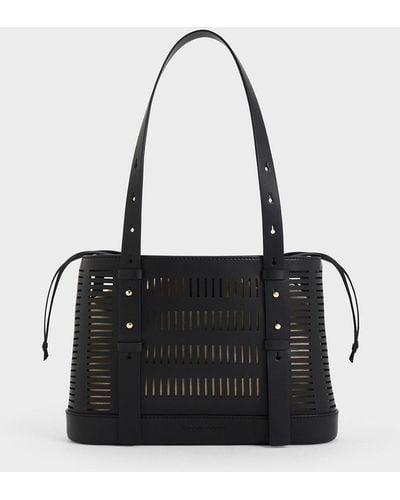 Charles & Keith Delphi Cut-out Bucket Bag - Black
