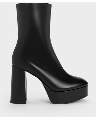 Charles & Keith Platform Side-zip Ankle Boots - Black