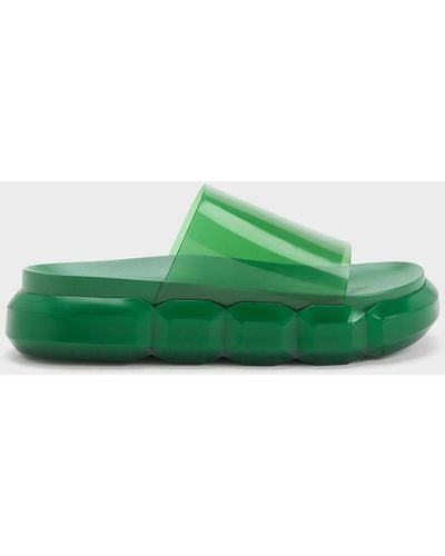 Charles & Keith Fia See-through Slide Sandals - Green