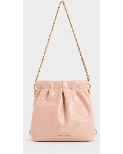 Charles & Keith Duo Chain-handle Two-way Backpack - Pink