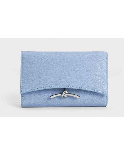 Charles & Keith Huxley Metallic Accent Front Flap Wallet - Blue
