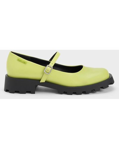 Charles & Keith Rounded Square-toe Mary Janes - Green