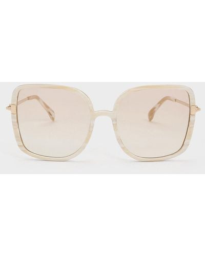 Charles & Keith Oversized Square Chain-link Sunglasses - Natural
