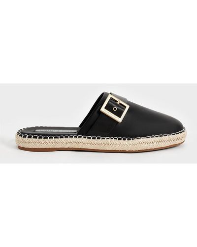 Charles & Keith Buckled Espadrille Mules - Black