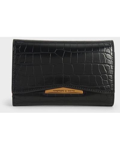 Charles & Keith Women's Croc-effect Long Wallet