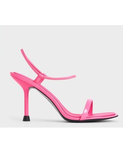 Charles & Keith Stiletto-heel Ankle-strap Court Shoes - Pink
