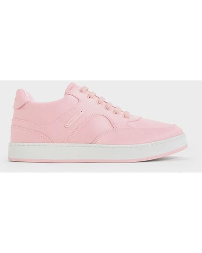 Charles & Keith Satin Low-top Trainers - Pink