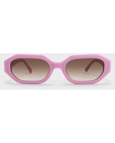 Charles & Keith Gabine Recycled Acetate Oval Sunglasses - Pink