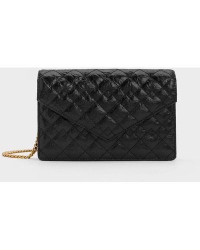 Charles & Keith Duo Quilted Envelope Clutch - White