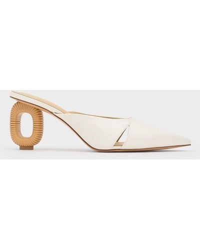 Charles & Keith Cut-out Sculptural-heel Mules - Natural