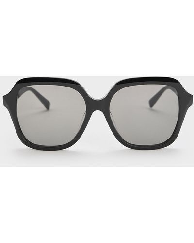 Charles & Keith Recycled Acetate Wide-square Sunglasses - Gray