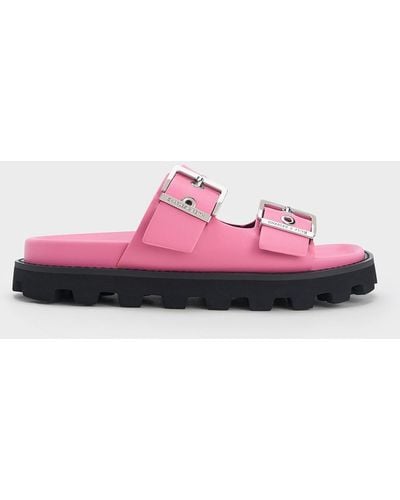 Charles & Keith Trill Grommet Double-strap Sandals - Pink