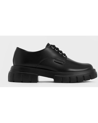 Charles & Keith Lace-up Chunky Oxfords - Black