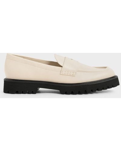 Charles & Keith Chunky Penny Loafers - Natural
