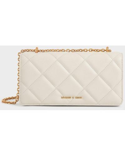 Charles & Keith Paffuto Chain Handle Quilted Long Wallet - Natural