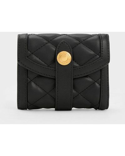Black Este Quilted Belted Small Wallet - CHARLES & KEITH US