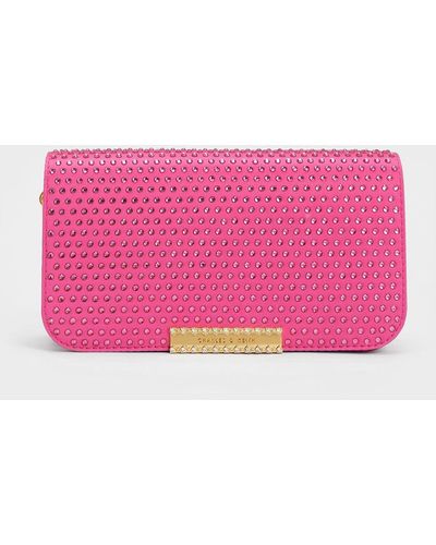 Charles & Keith Embellished Chain Strap Bag - Pink