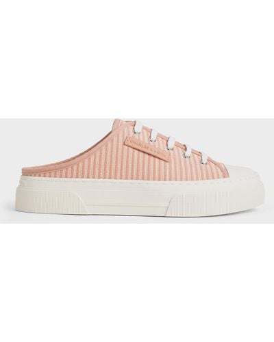 Charles & Keith Kay Striped Slip-on Trainers - Pink