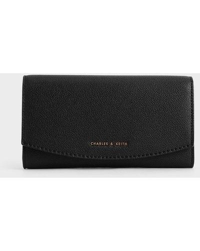 Charles & Keith Curved Flap Long Wallet - Black