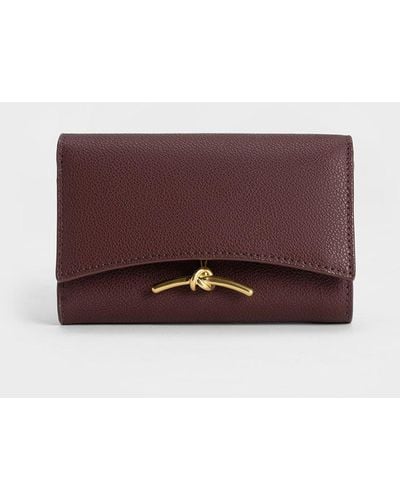 Charles & Keith Huxley Metallic Accent Front Flap Wallet - Purple