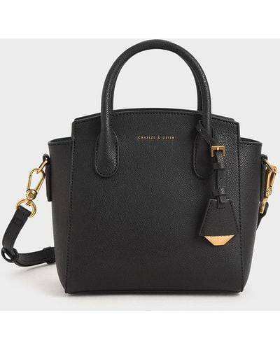 Charles & Keith Double Handle Trapeze Tote - Black