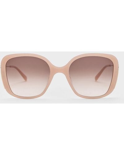 Charles & Keith Recycled Acetate Wide-frame Butterfly Sunglasses - Pink