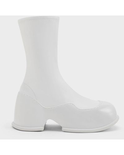 Charles & Keith Pixie Patent Calf Boots - White