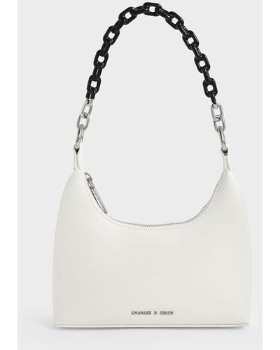 Charles & Keith Koi Chain Handle Shoulder Bag - White